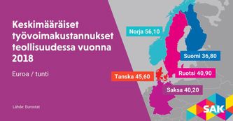 Onko Suomen palkkataso liian korkea? Lauri Muranen, SAK. -Kuva: Eurostat.